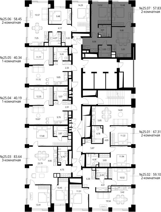 2-комнатная квартира, 57,8 м² — фото 2