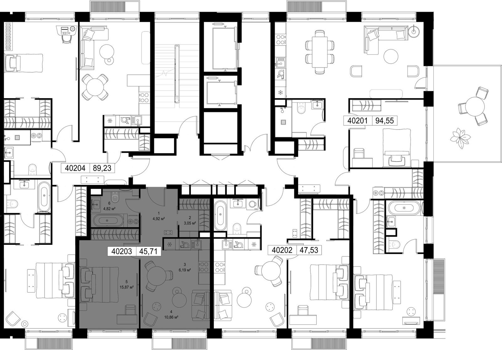 1-комнатная квартира, 45,7 м² — фото 3