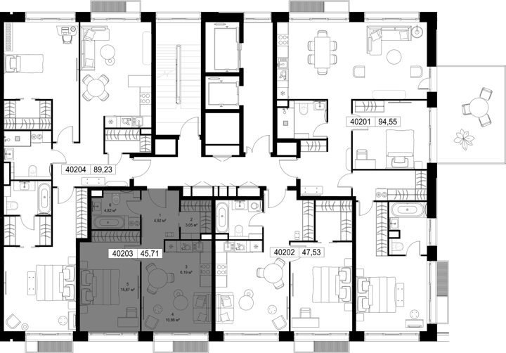 1-комнатная квартира, 45,7 м² — фото 3