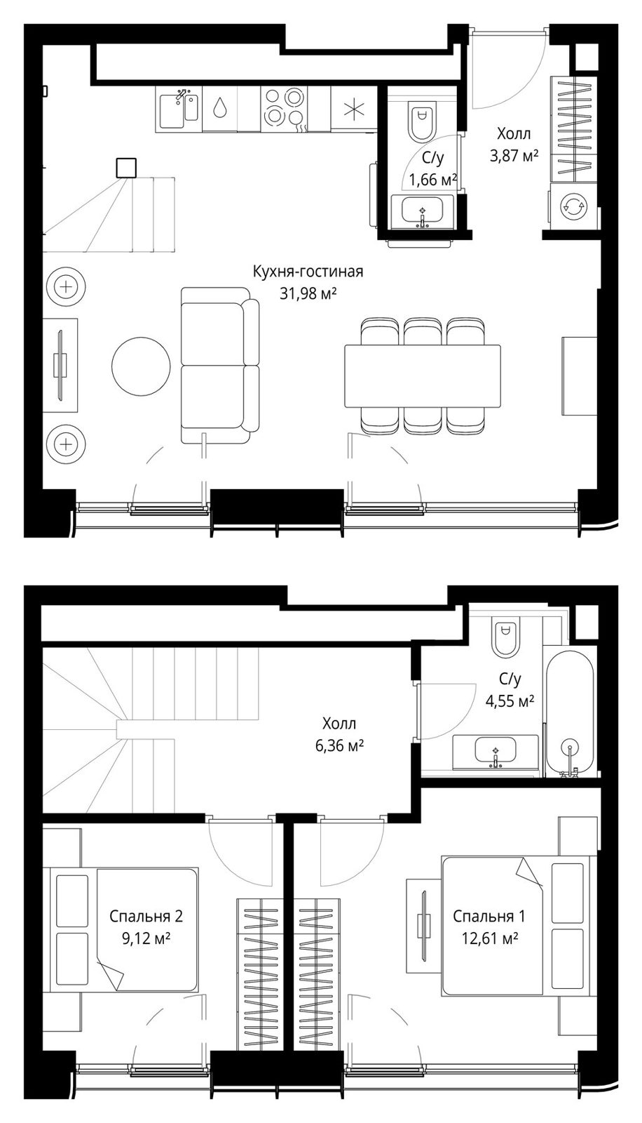 2-комнатная квартира, 70,3 м²