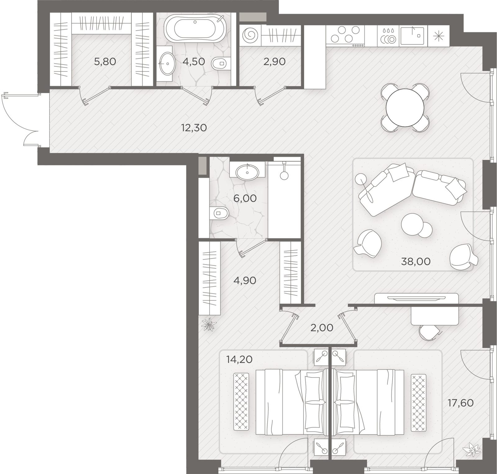 2-комнатная квартира, 108,2 м²