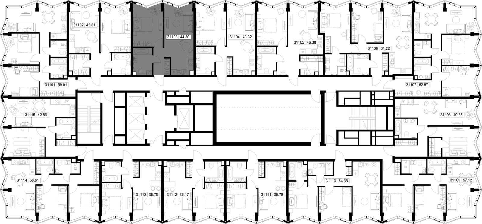 1-комнатная квартира, 44,3 м² — фото 2