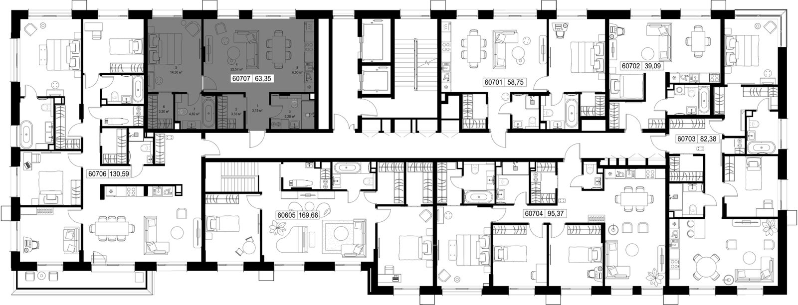 1-комнатная квартира, 63,4 м² — фото 2