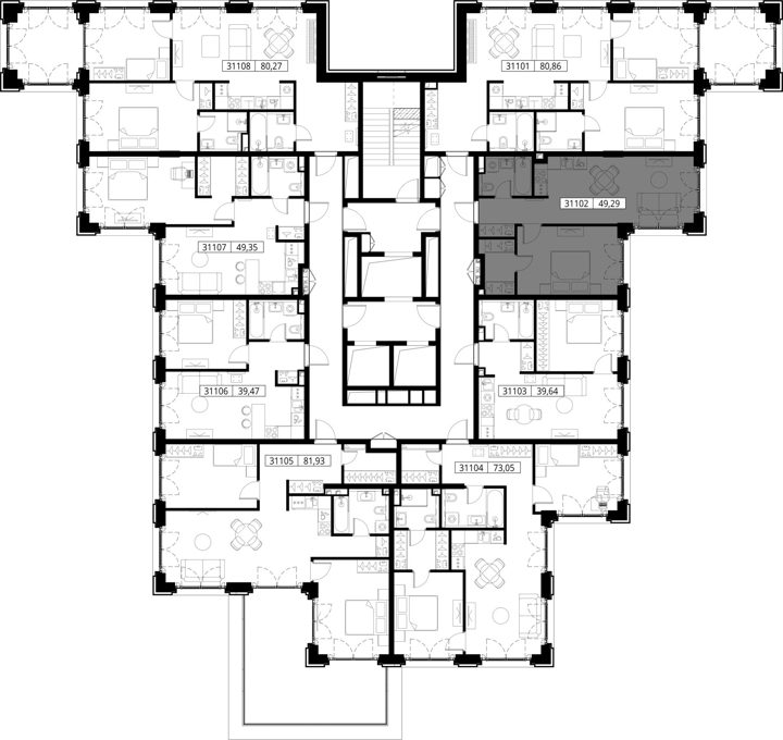 1-комнатная квартира, 49,3 м² — фото 2