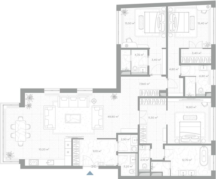 3-комнатная квартира, 179,8 м²