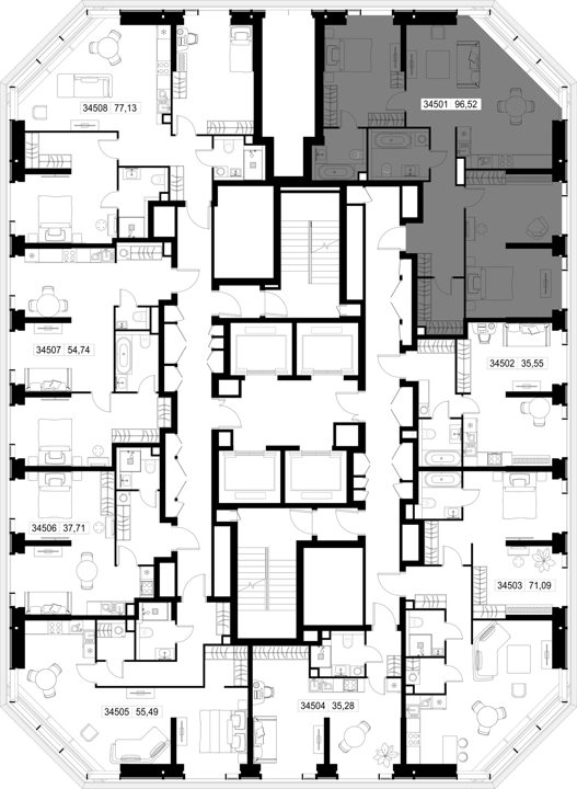 3-комнатная квартира, 96,5 м² — фото 3