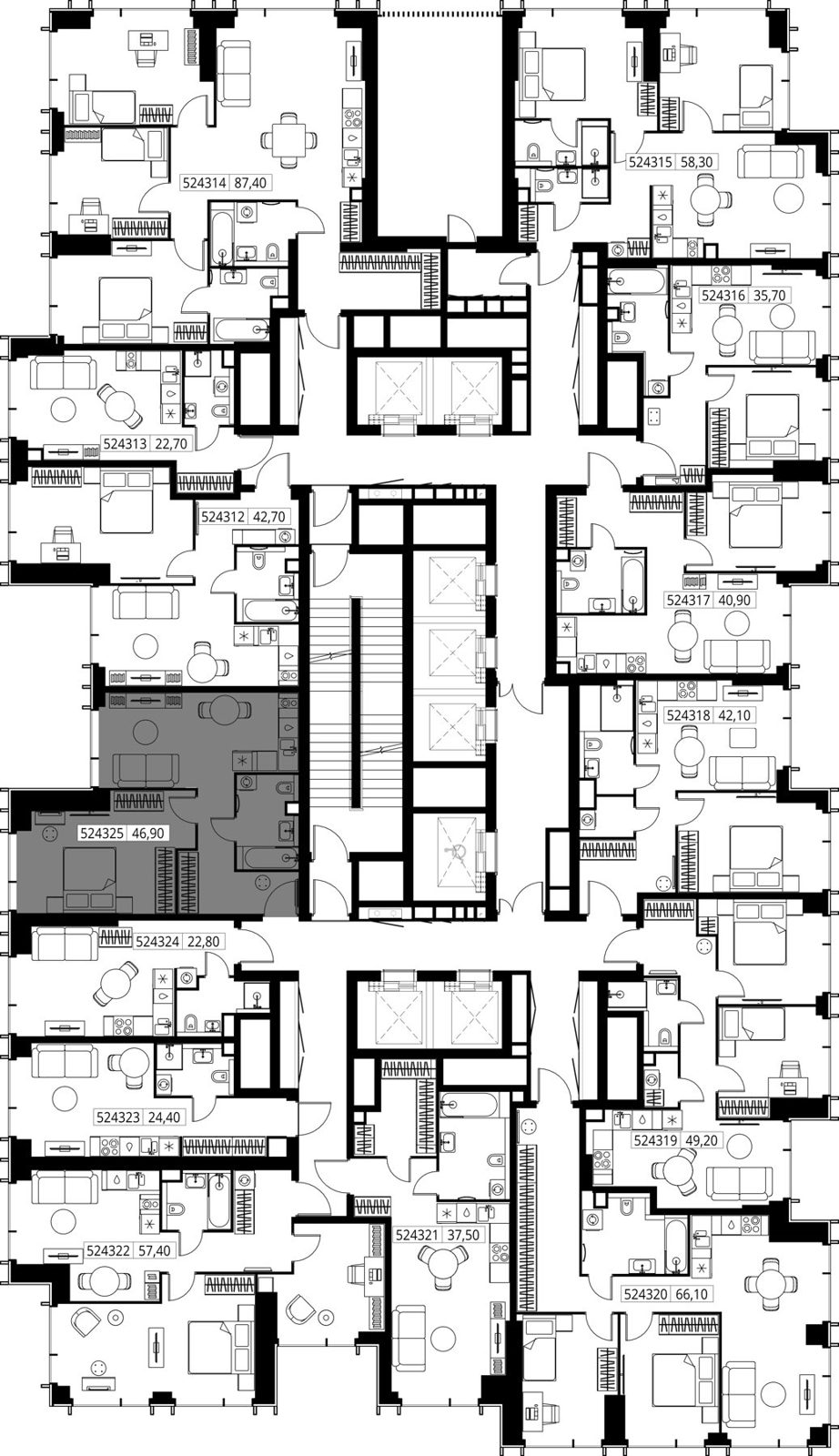 1-комнатная квартира, 46,9 м² — фото 2