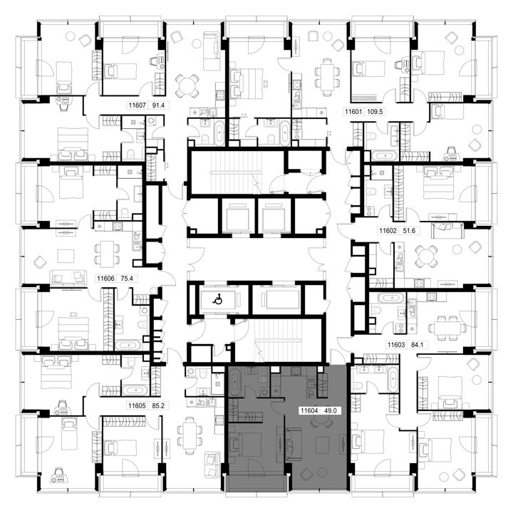 1-комнатная квартира, 49 м² — фото 2