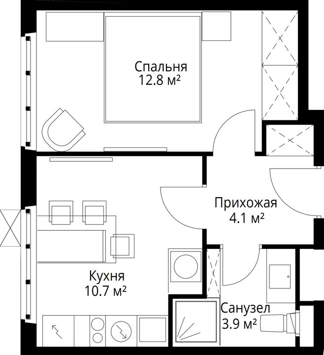 1-комнатная квартира, 31,5 м² — фото 1