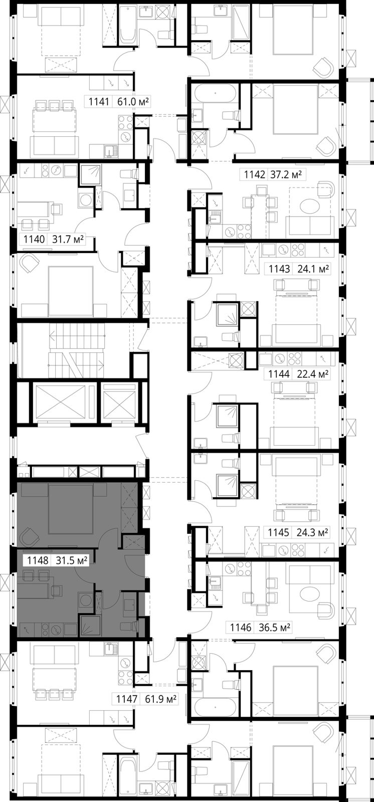 1-комнатная квартира, 31,5 м² — фото 2