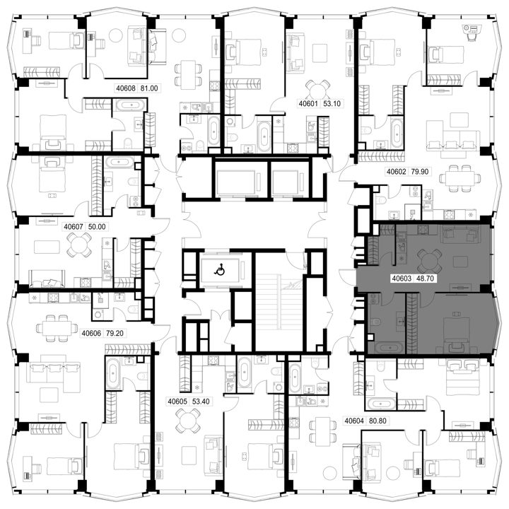 1-комнатная квартира, 48,7 м² — фото 2