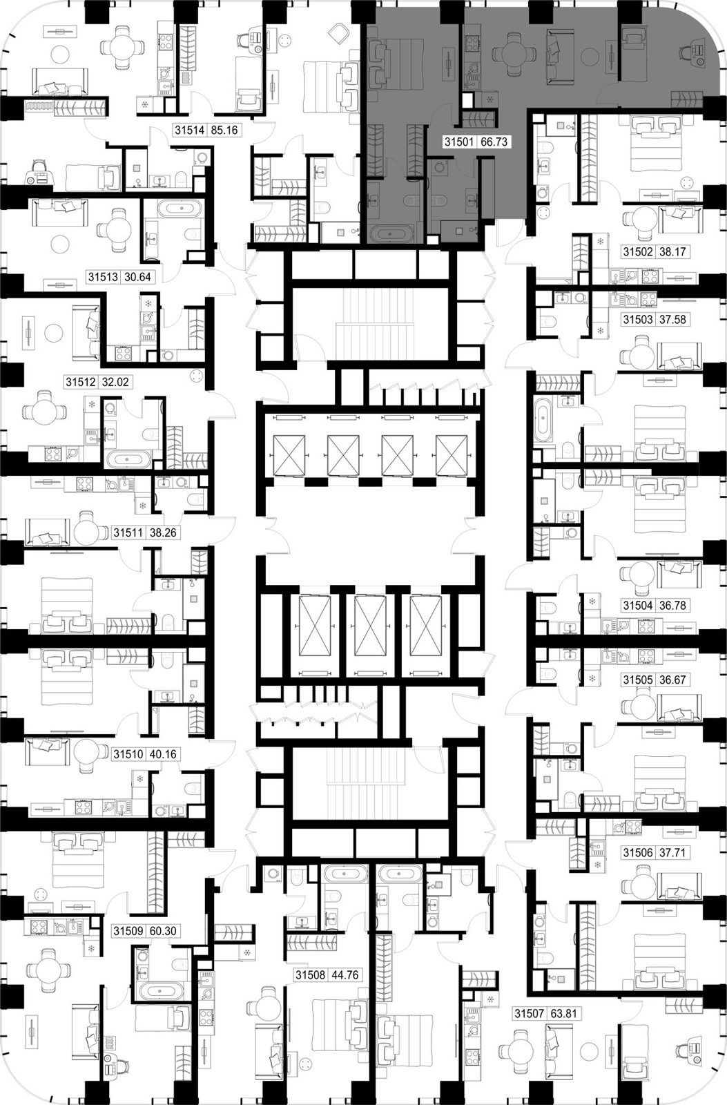2-комнатная квартира, 66,7 м² — фото 2