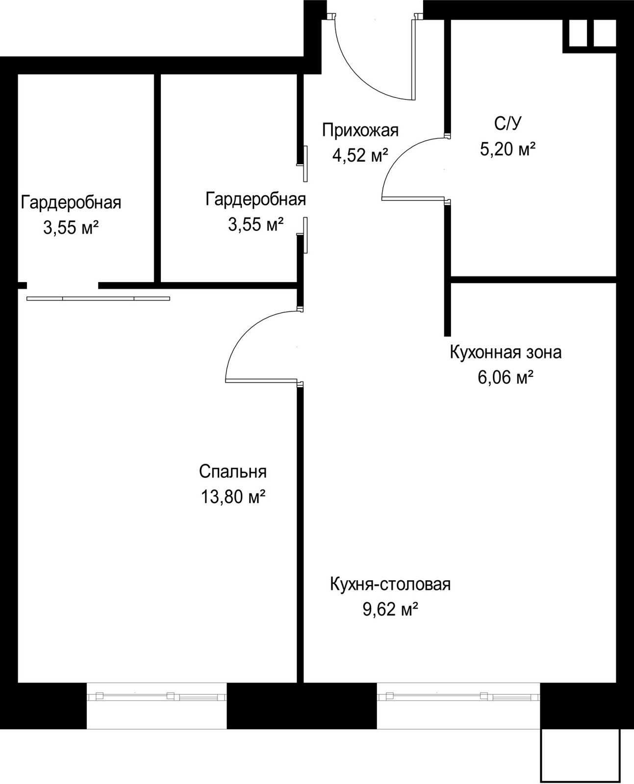 1-комнатная квартира, 46,3 м² — фото 2