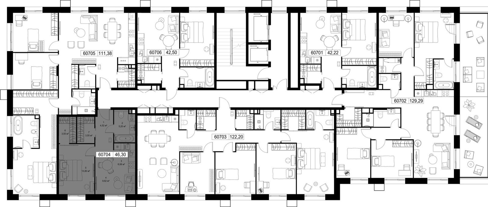 1-комнатная квартира, 46,3 м² — фото 3