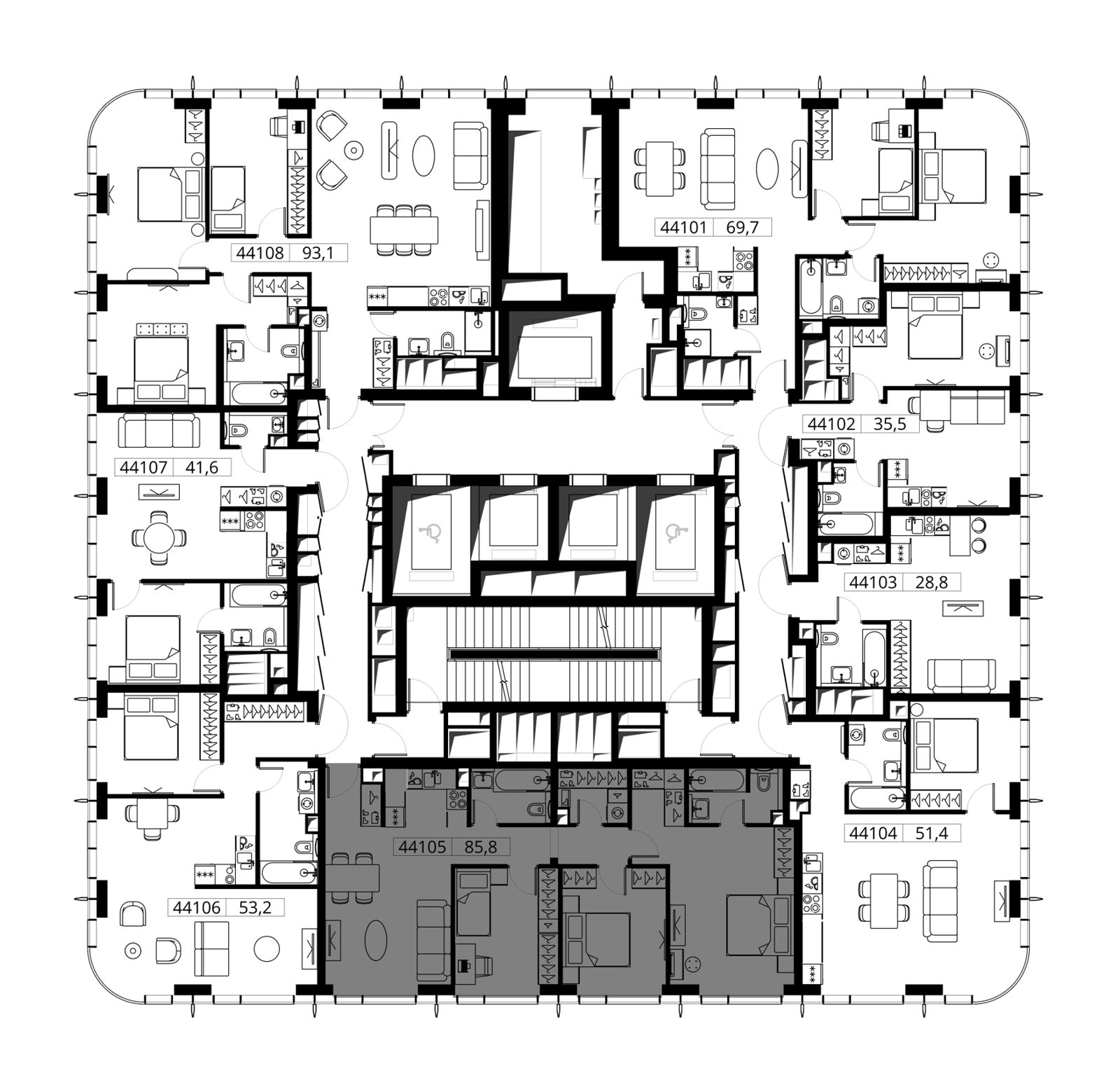 3-комнатная квартира, 85,8 м² — фото 2