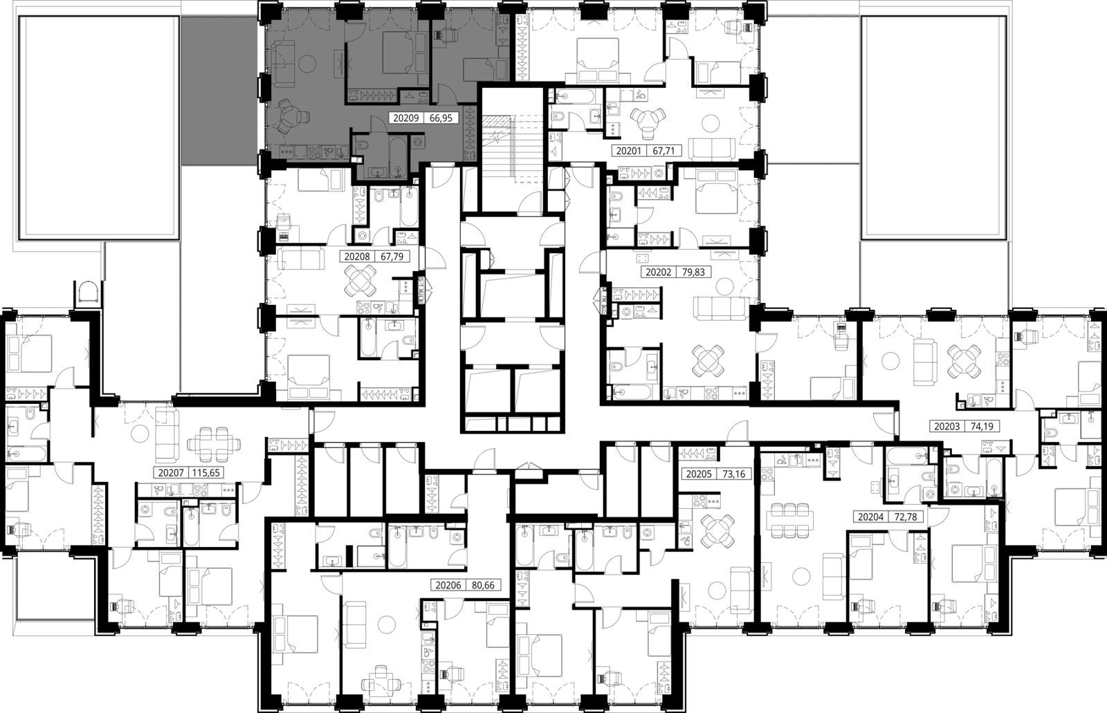 2-комнатная квартира, 67 м² — фото 2