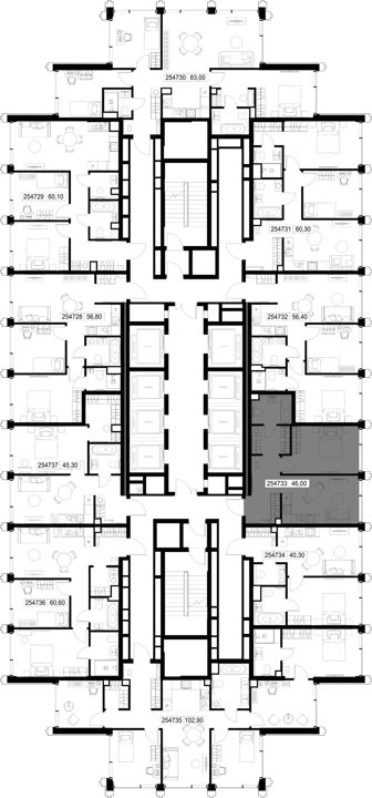 1-комнатная квартира, 46 м² — фото 2