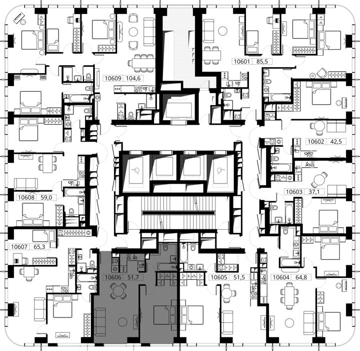 1-комнатная квартира, 51,7 м² — фото 2