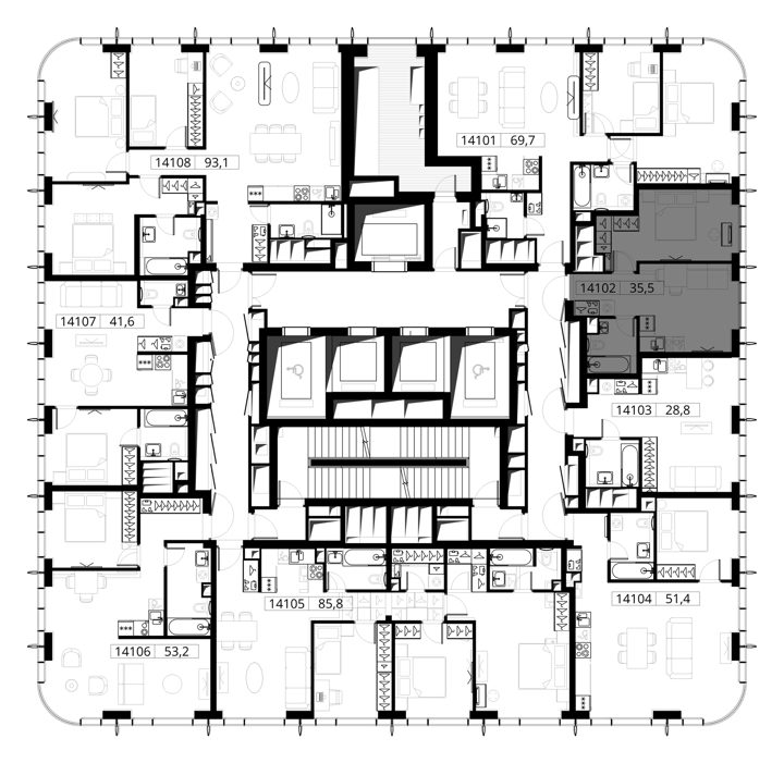 1-комнатная квартира, 35,5 м² — фото 2