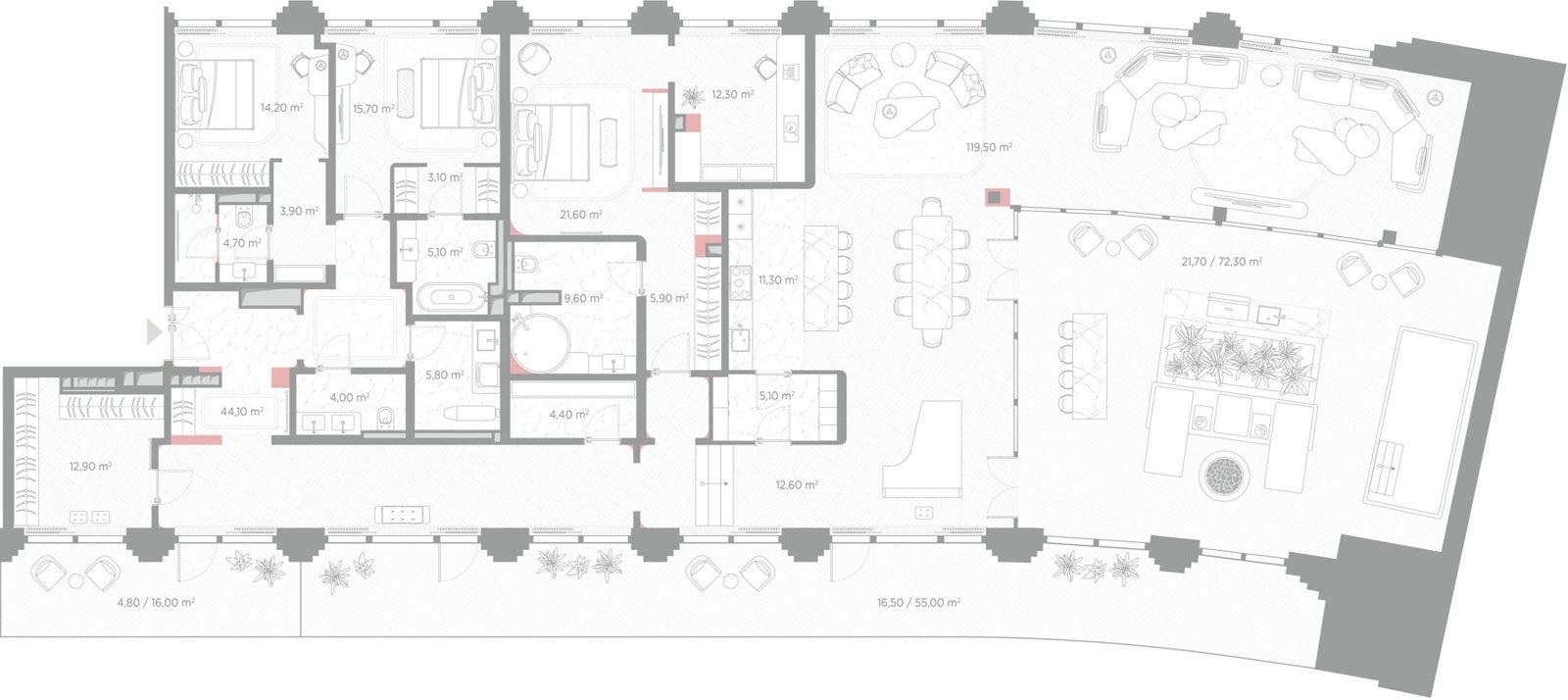 3-комнатная квартира, 358,8 м²