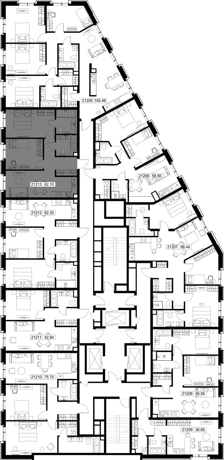 2-комнатная квартира, 62,1 м² — фото 2