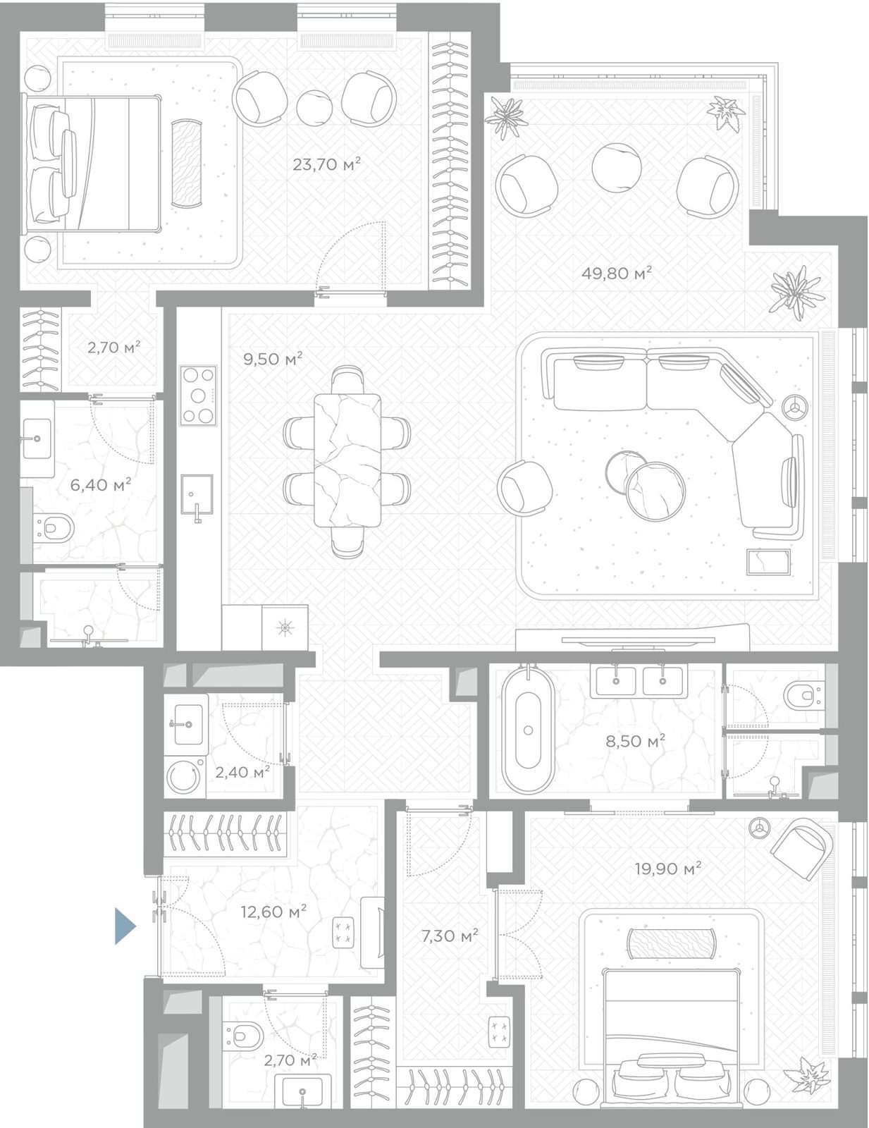 2-комнатная квартира, 145,5 м²