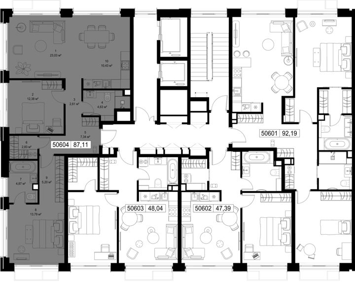 2-комнатная квартира, 87,1 м² — фото 2