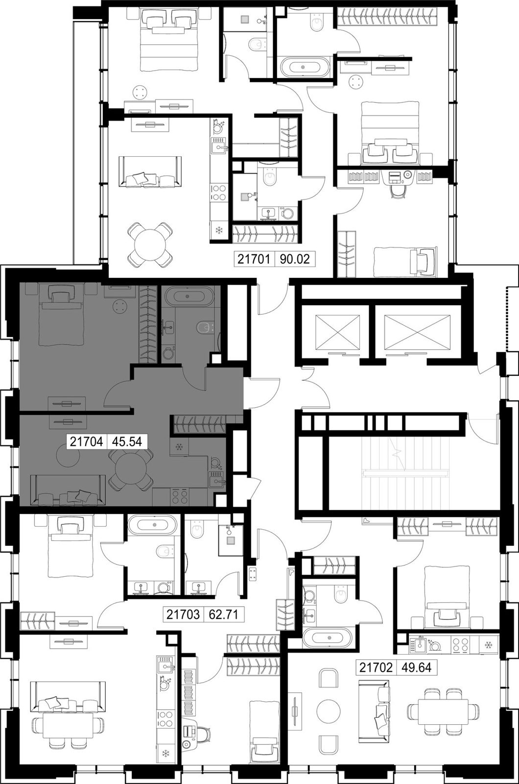 1-комнатная квартира, 45,5 м² — фото 2