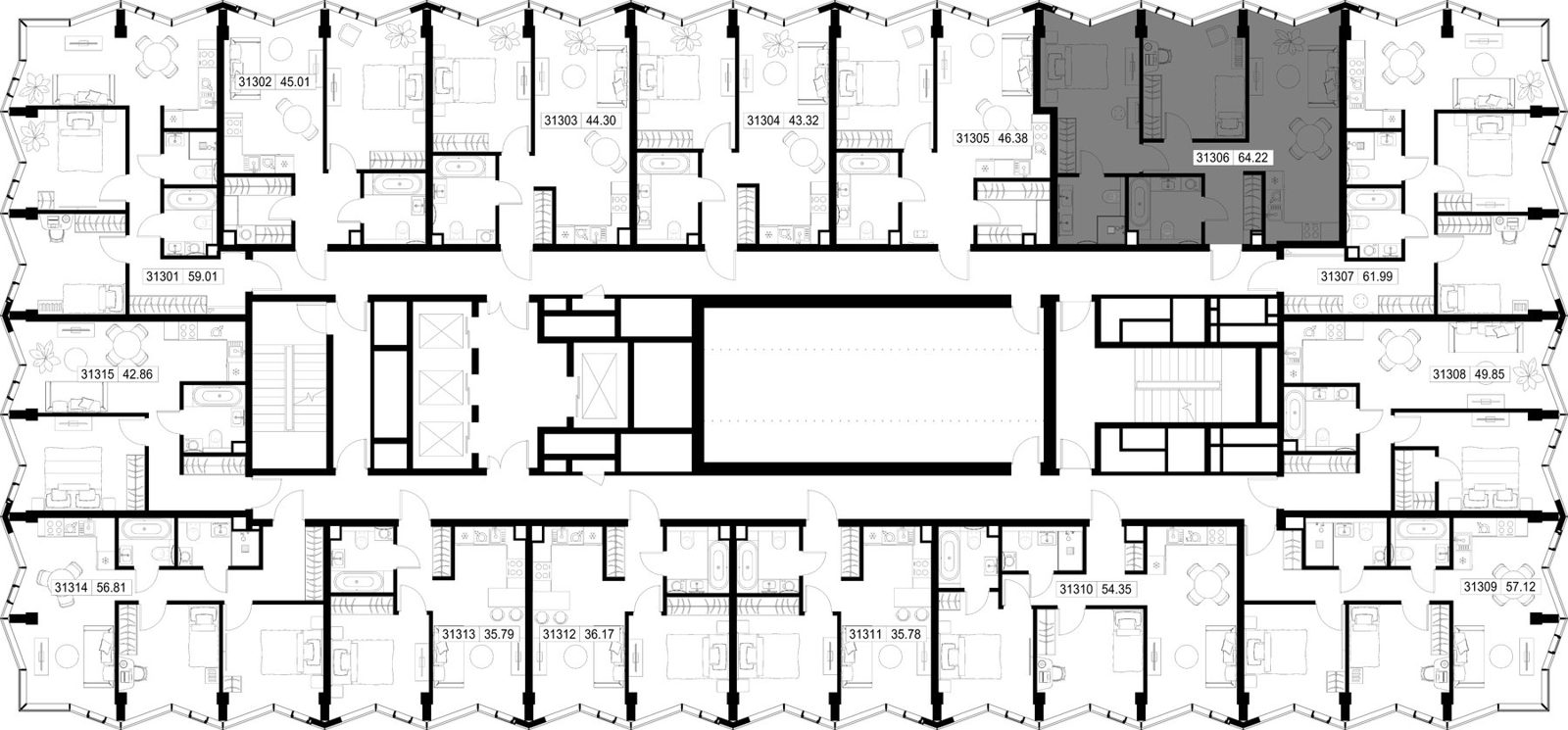 2-комнатная квартира, 64,2 м² — фото 2
