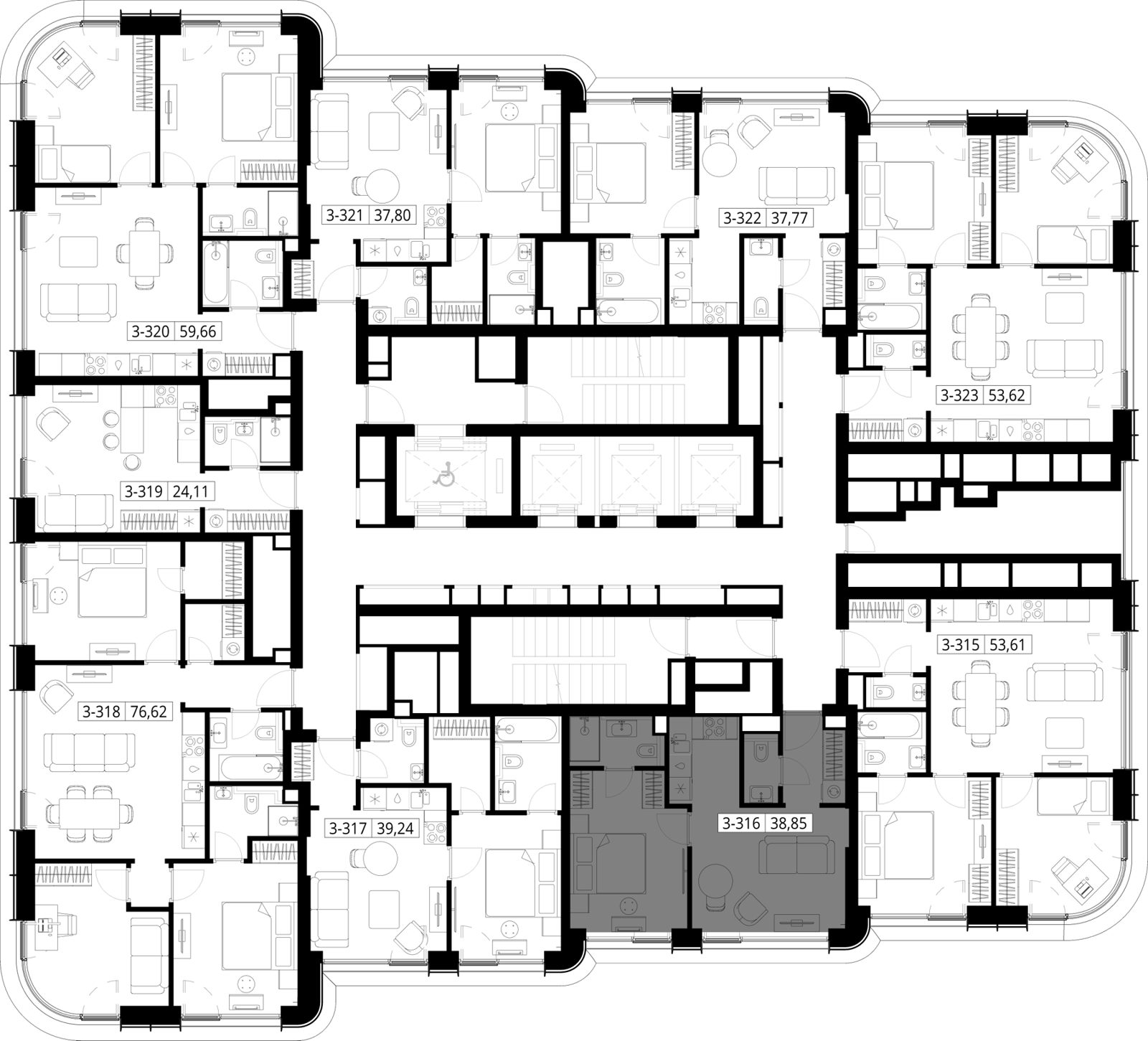 1-комнатная квартира, 38,9 м² — фото 2