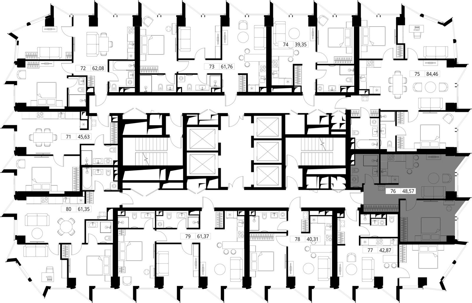 1-комнатная квартира, 48,6 м² — фото 2
