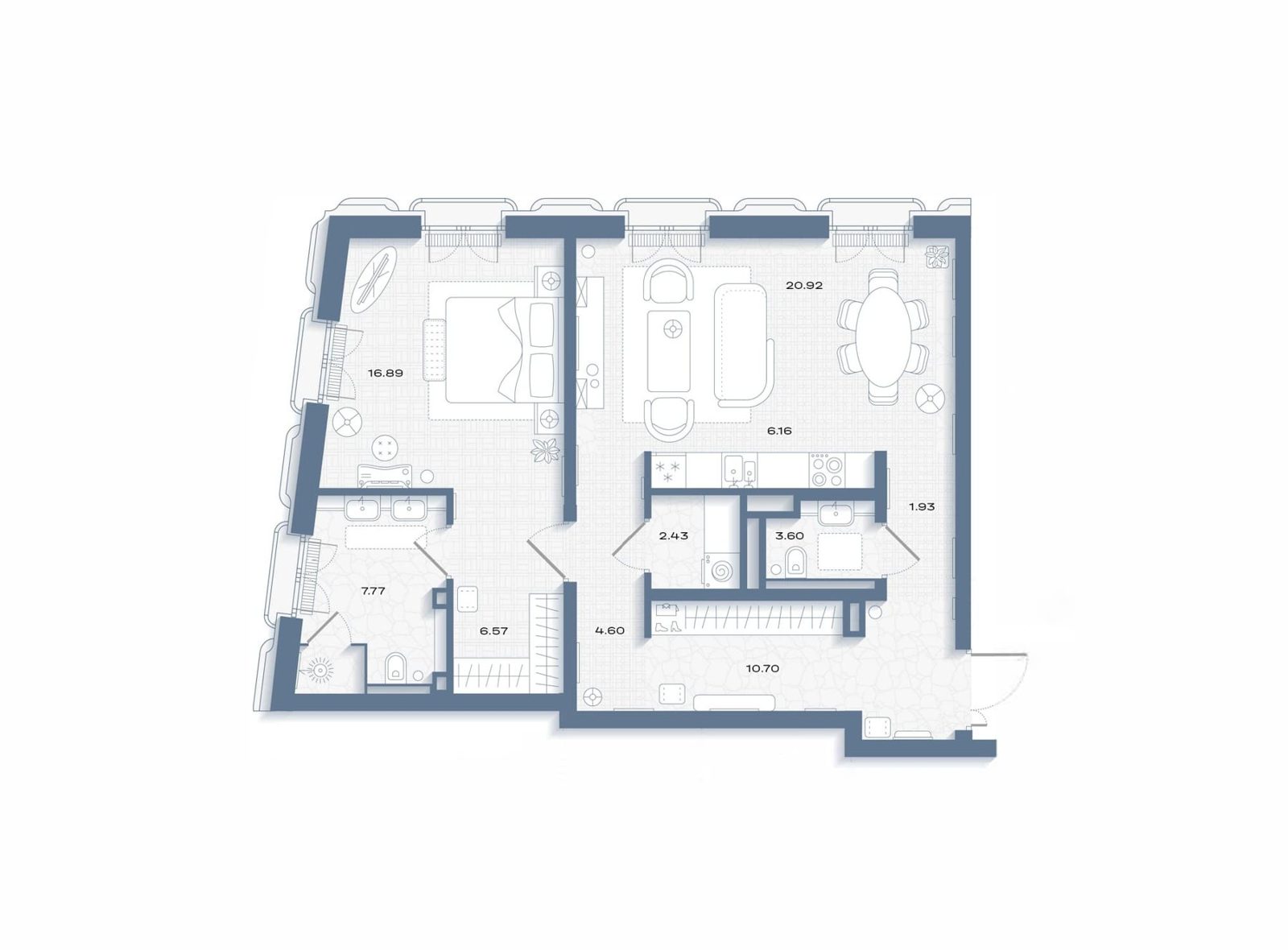 1-комнатная квартира, 81,6 м²