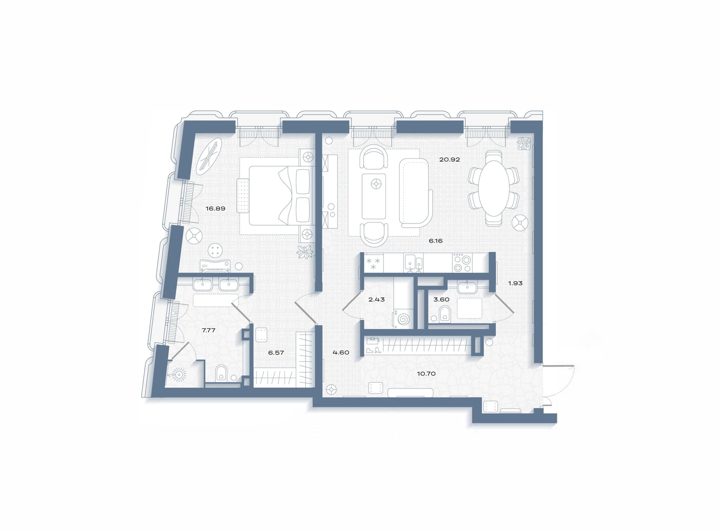 1-комнатная квартира, 81,6 м²