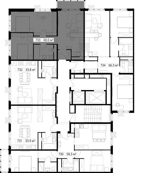 2-комнатная квартира, 60 м² — фото 2