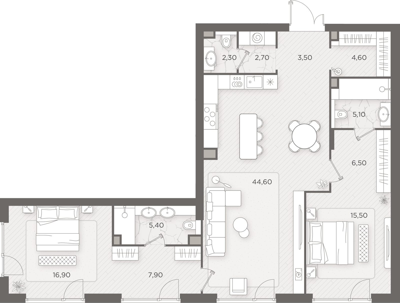 2-комнатная квартира, 115 м²