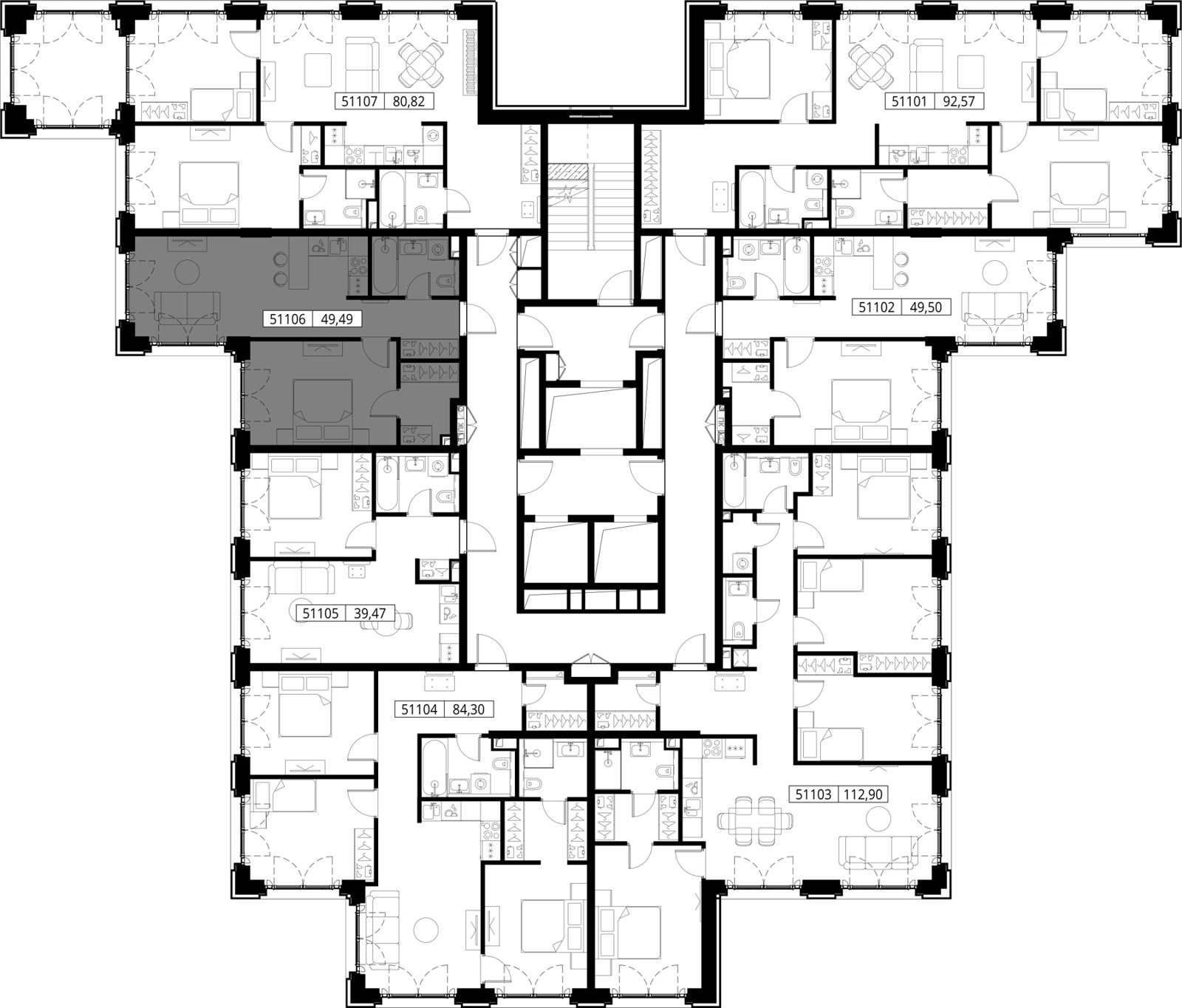 1-комнатная квартира, 49,5 м² — фото 2