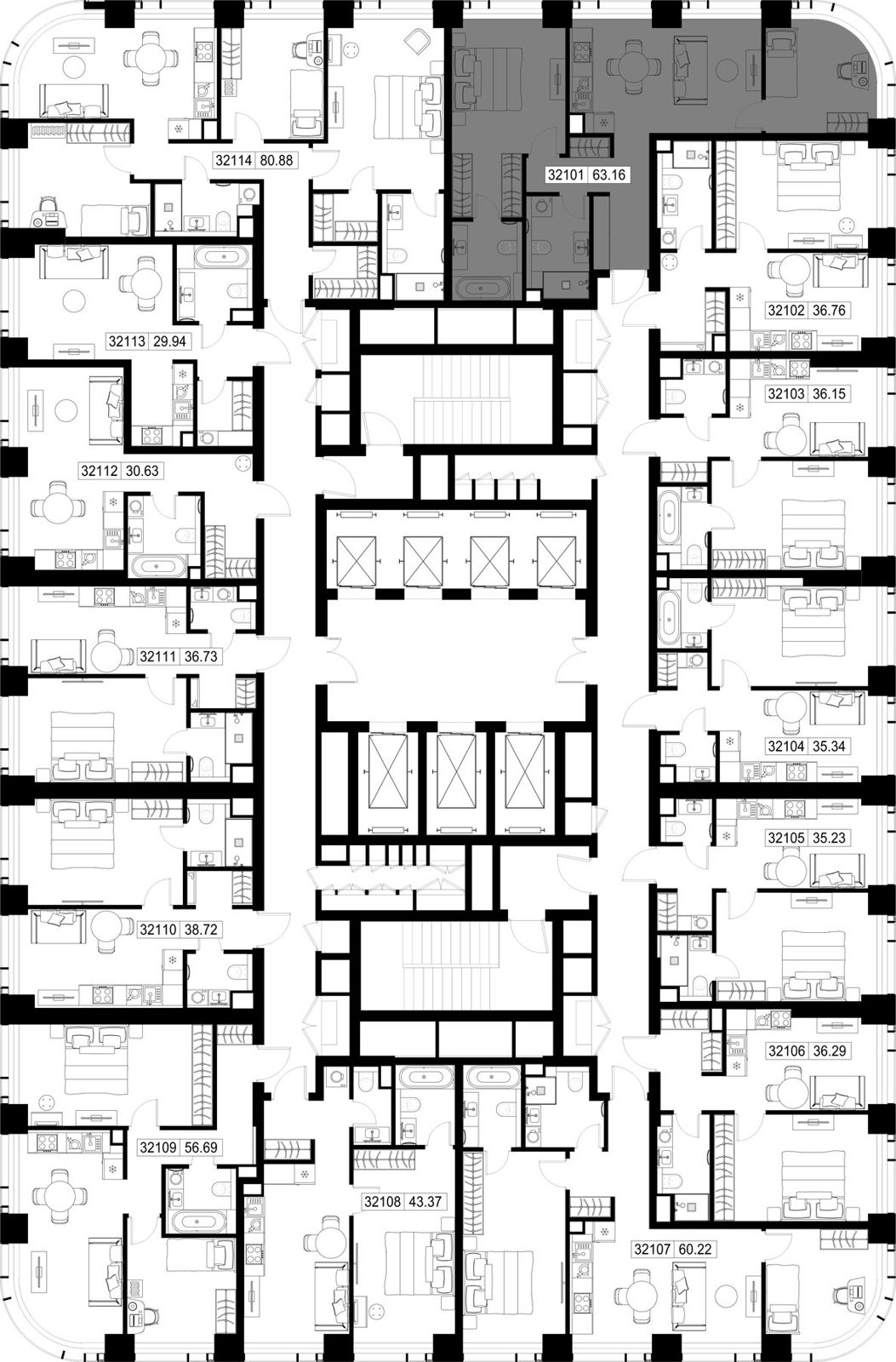 2-комнатная квартира, 63,2 м² — фото 2
