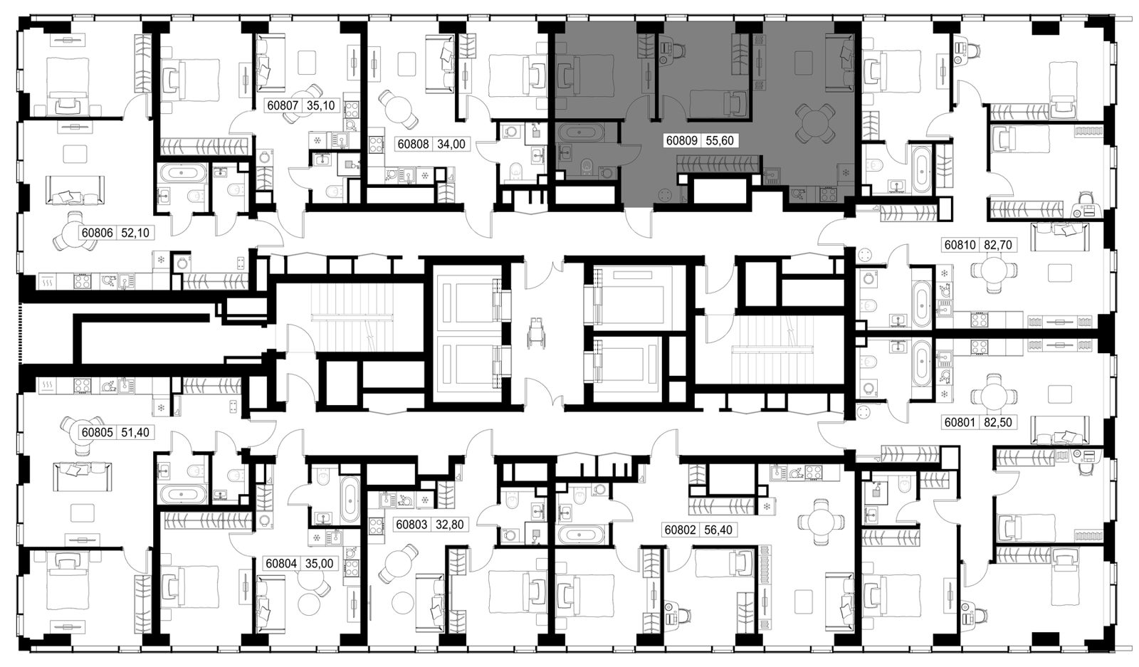 2-комнатная квартира, 55,6 м² — фото 2