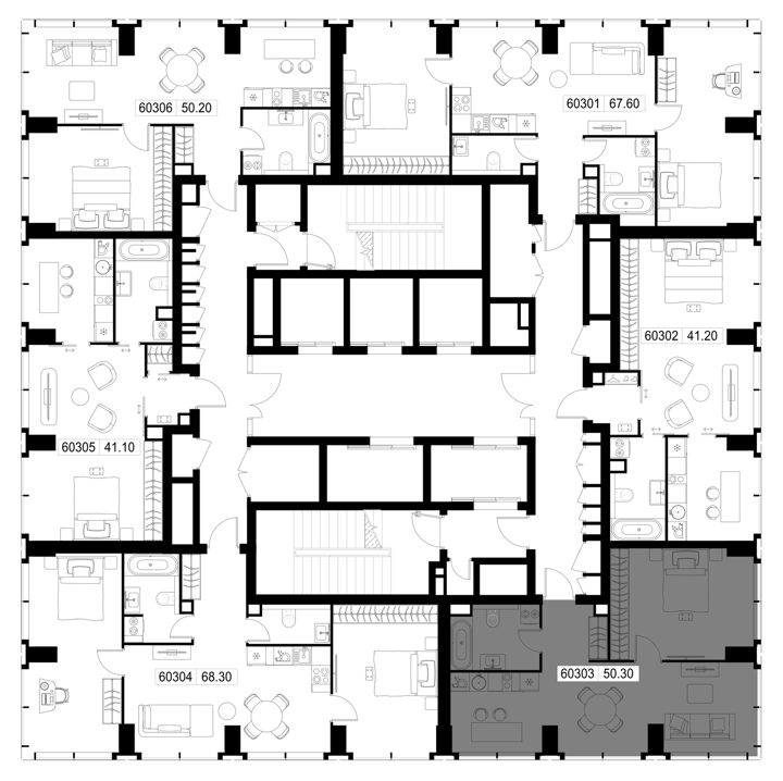 1-комнатная квартира, 50,3 м² — фото 2
