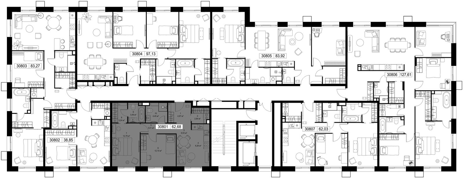 2-комнатная квартира, 62,7 м² — фото 2