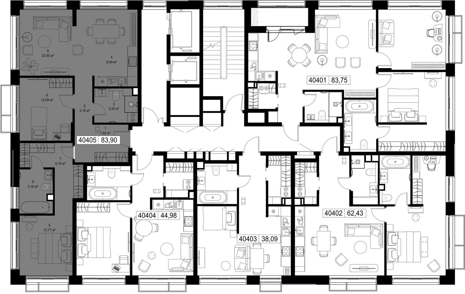 2-комнатная квартира, 83,9 м² — фото 2