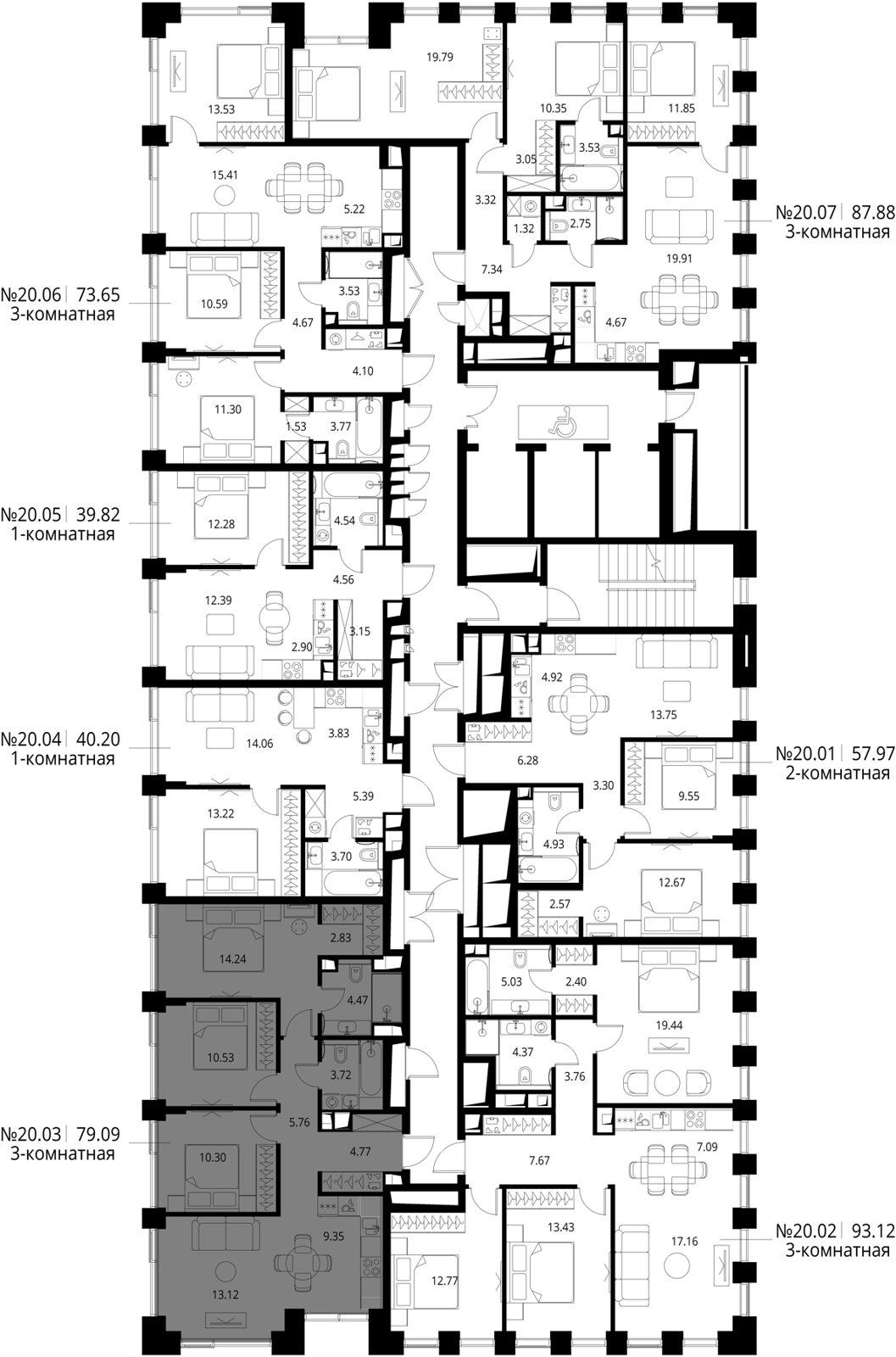 3-комнатная квартира, 79,1 м² — фото 2