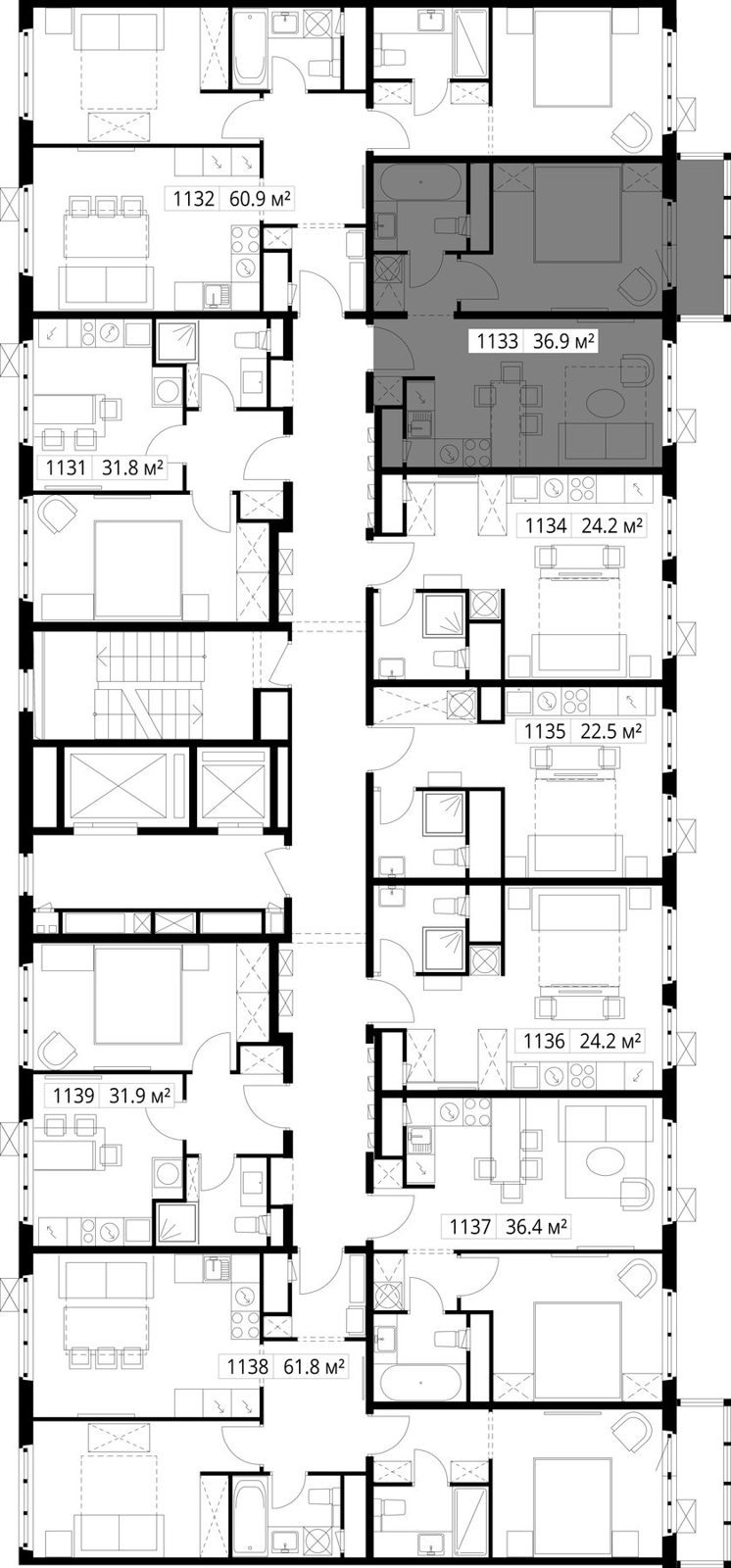 1-комнатная квартира, 36,9 м² — фото 2