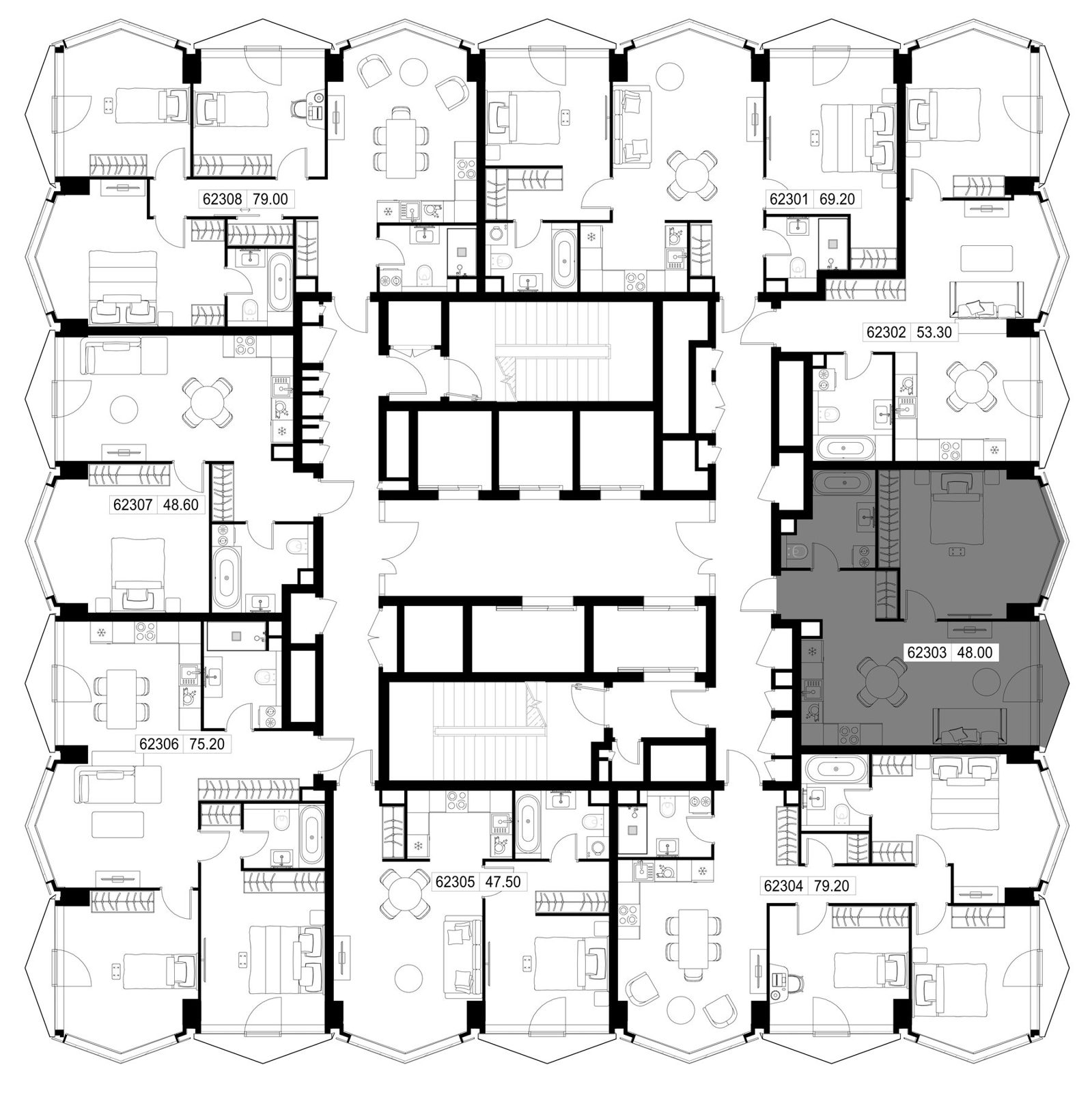 1-комнатная квартира, 48 м² — фото 2