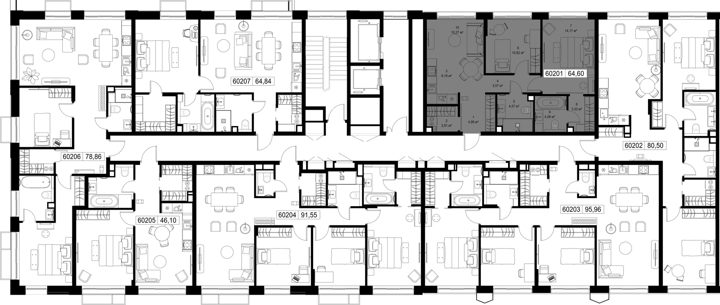 2-комнатная квартира, 64,6 м² — фото 2