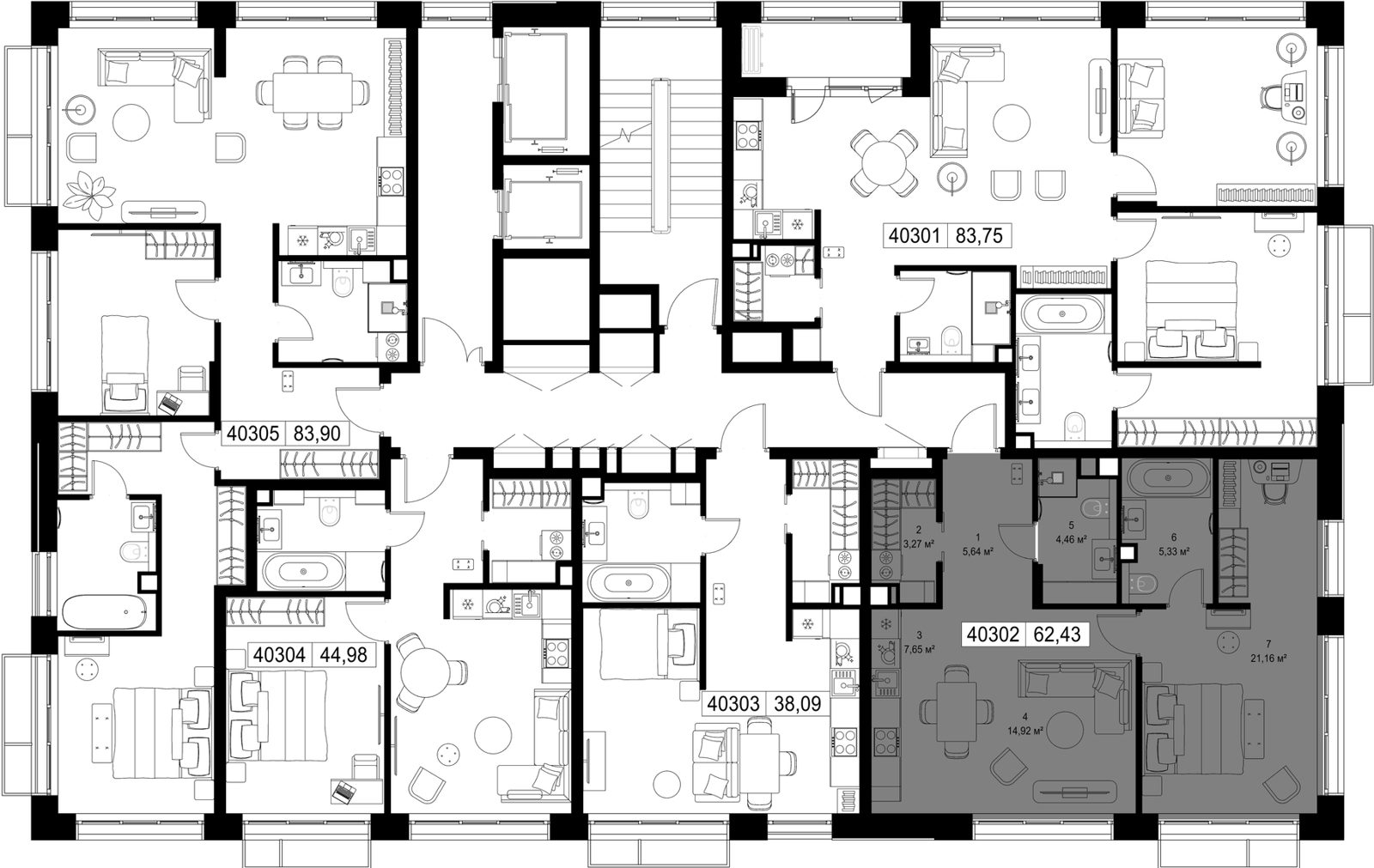 1-комнатная квартира, 62,4 м² — фото 2