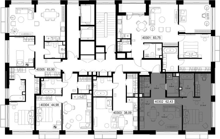 1-комнатная квартира, 62,4 м² — фото 2