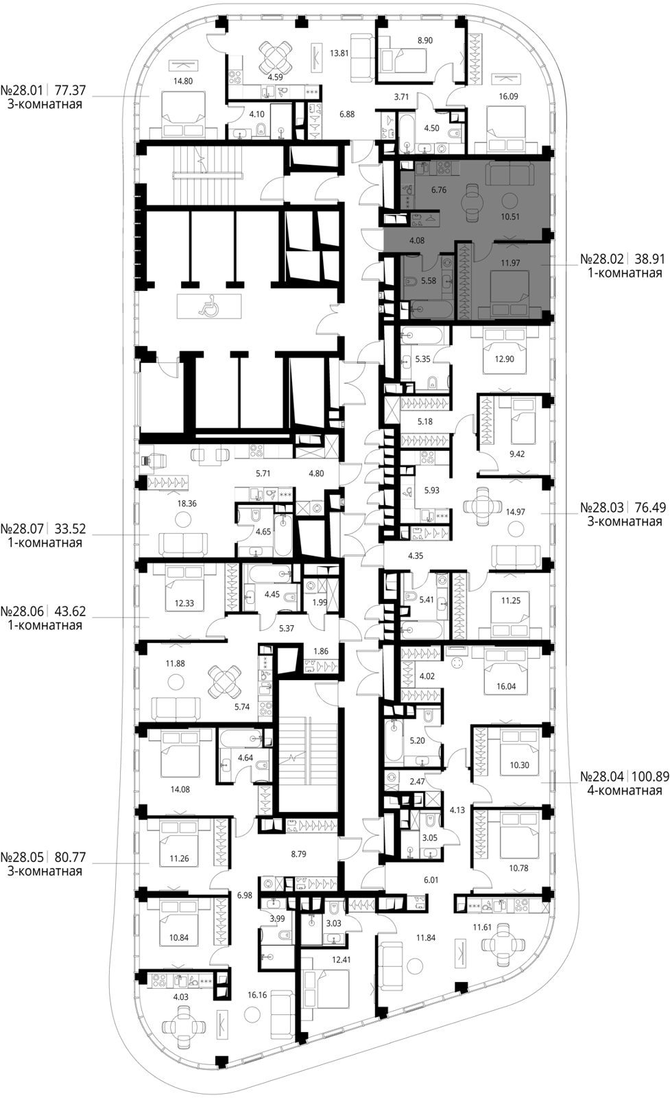 1-комнатная квартира, 38,9 м² — фото 2