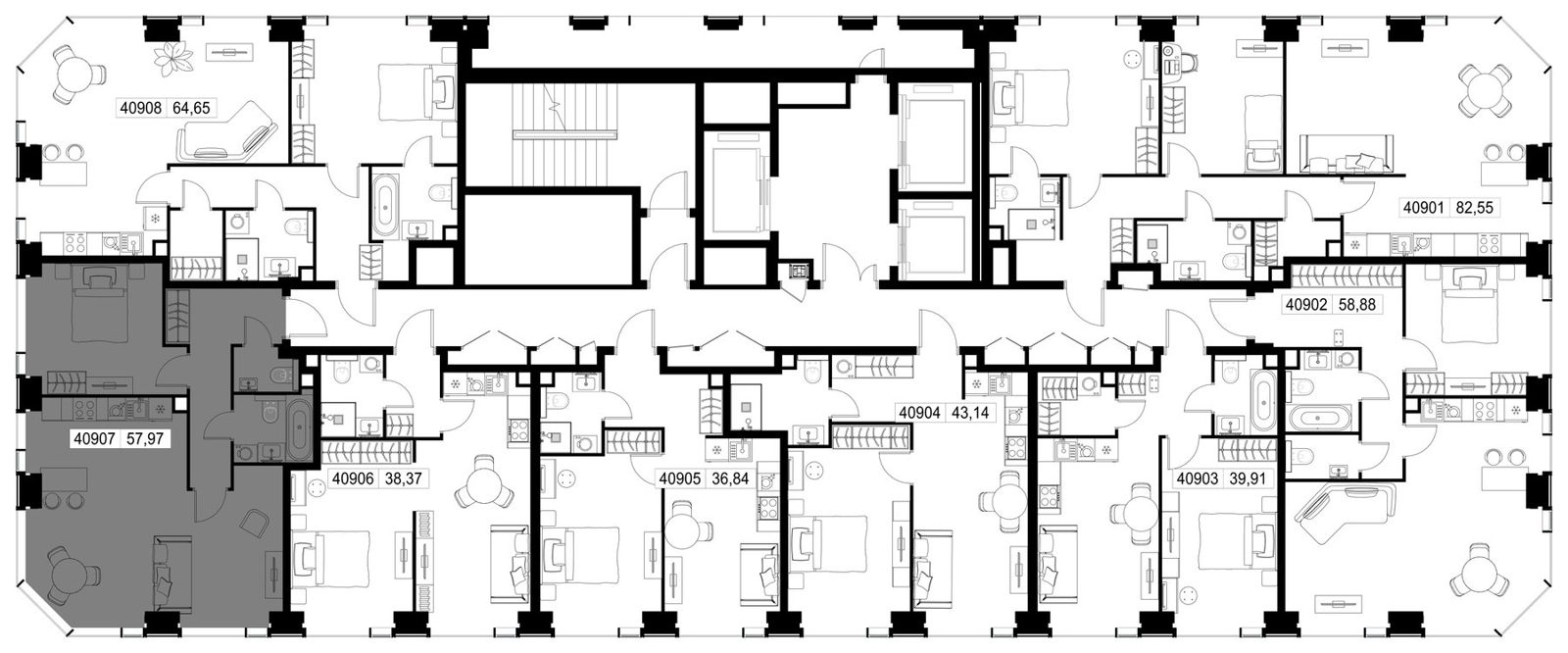 2-комнатная квартира, 58 м² — фото 3