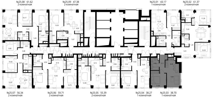 1-комнатная квартира, 38,7 м² — фото 2